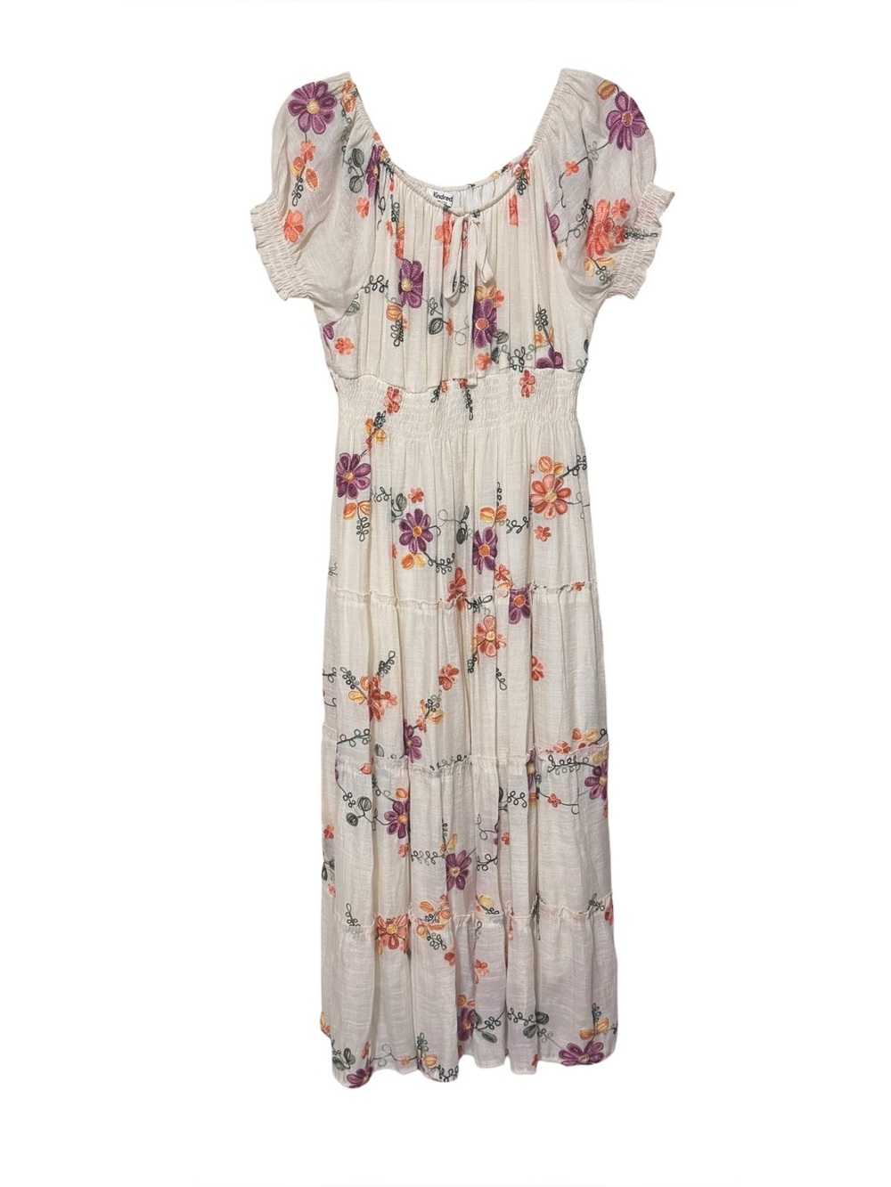 KINDRED Petite Floral Tiered Maxi Dress XLP 19” p2p Cream Multi $88 Retail 
NWT - Picture 2 of 12